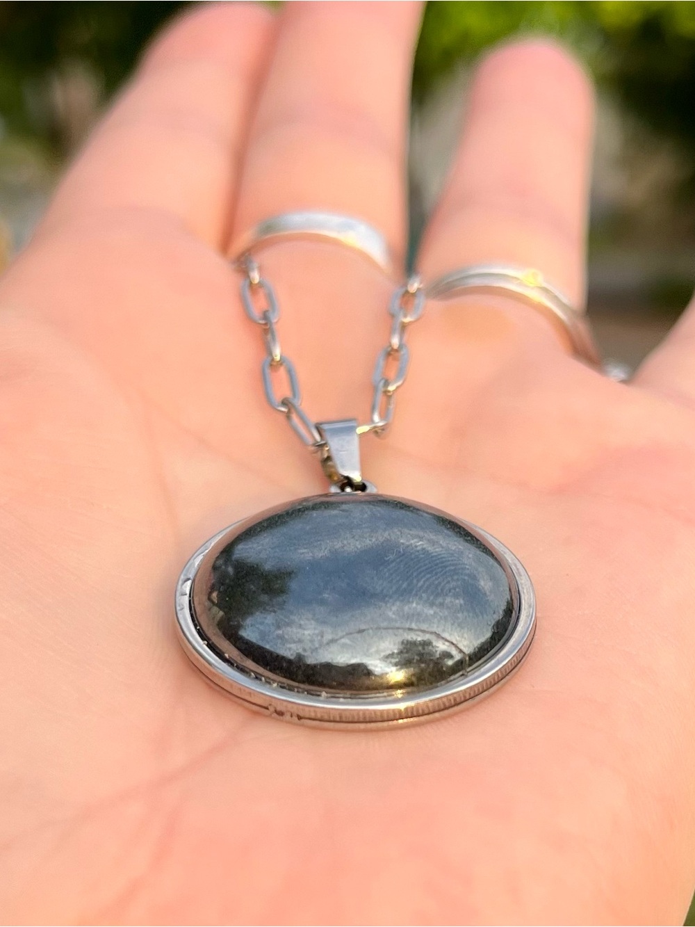 Hand made Hematite Round Pendant Necklace - Picture 6 of 6